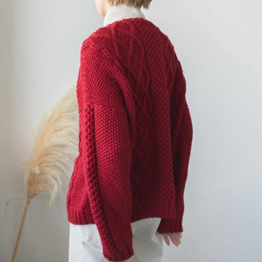 MK024】アラン模様のカーディガンレシピと毛糸のセット | Seeknit store